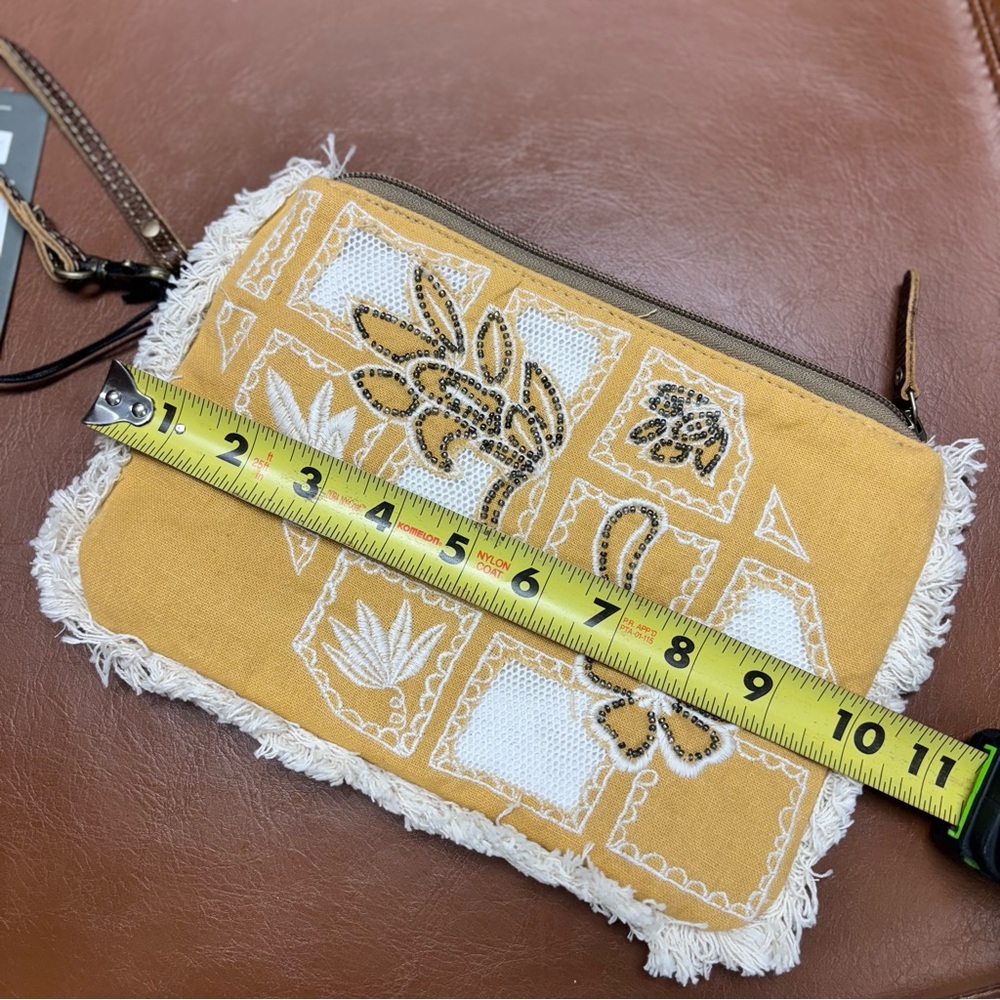 Myra Bag Amber Harvest Embroidered Pouch In Sunshine Tan Wristlet - Picture 5 of 7